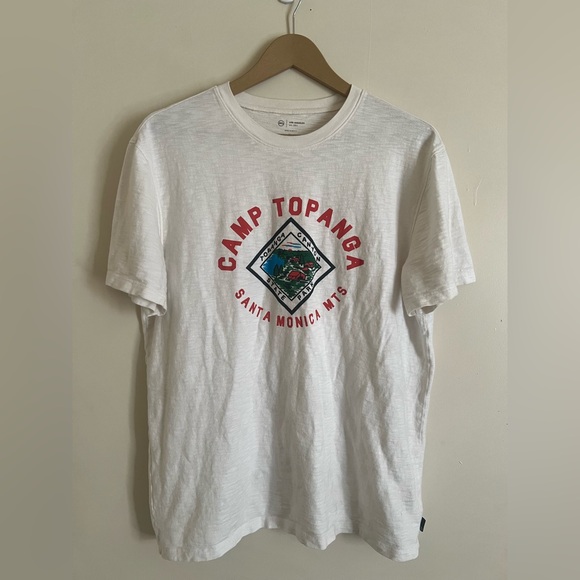 AG Adriano Goldschmied Bryce Crew Camp Topanga Santa Monica T Shirt M *HAS FLAW* - Picture 1 of 7